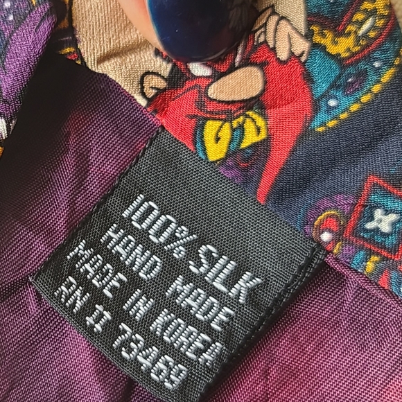 1995 Vintage RARE Looney Tunes Mania silk tie - Picture 5 of 8